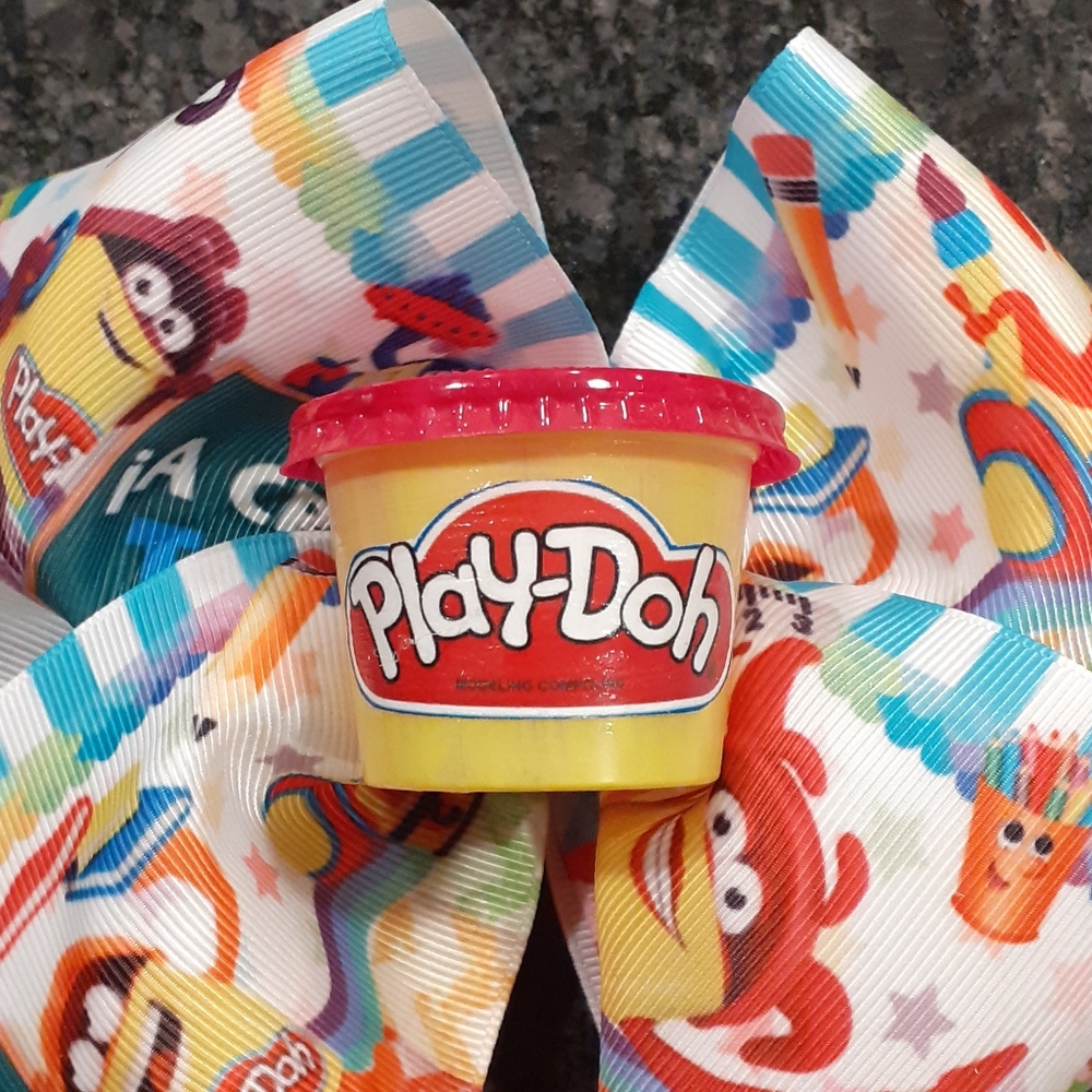 Boutique style bow. Multicolor play doh theme